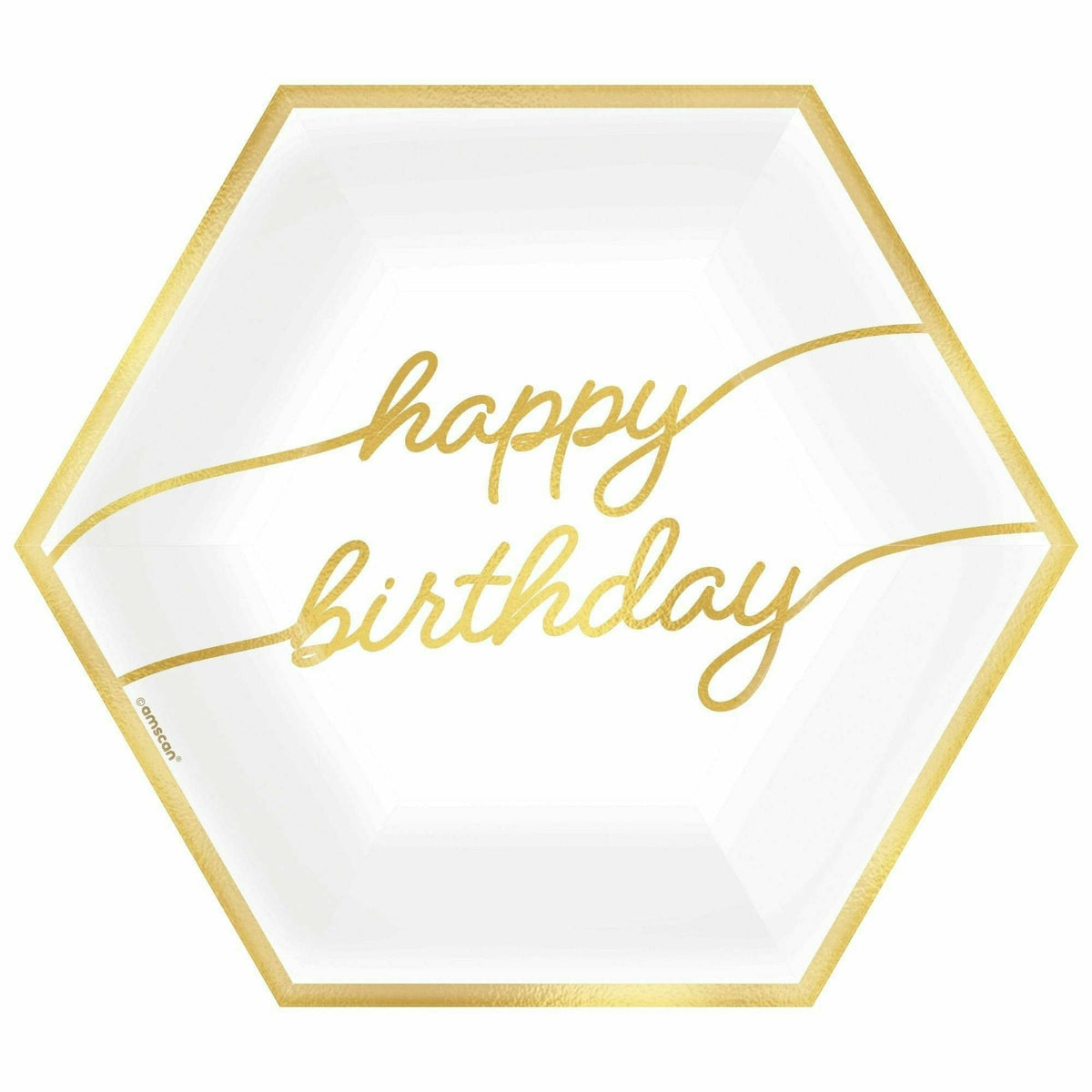 Amscan BIRTHDAY: OVER THE HILL Golden Age Birthday Happy Birthday 9&quot;Hexagon Metallic Plates