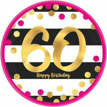 Amscan BIRTHDAY: OVER THE HILL Pink & Gold 60th 9 "