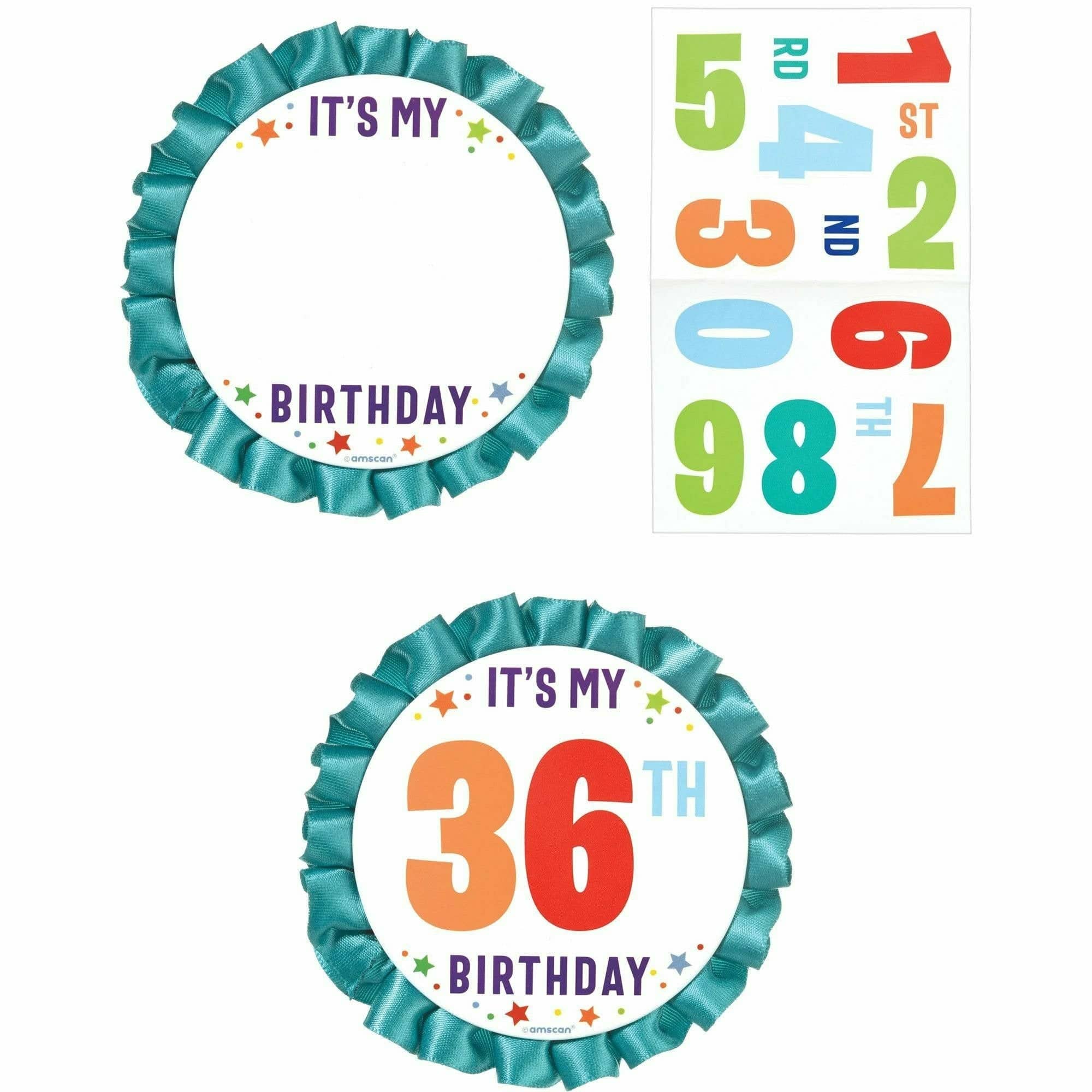 Amscan BIRTHDAY Primary Birthday Customizable Button