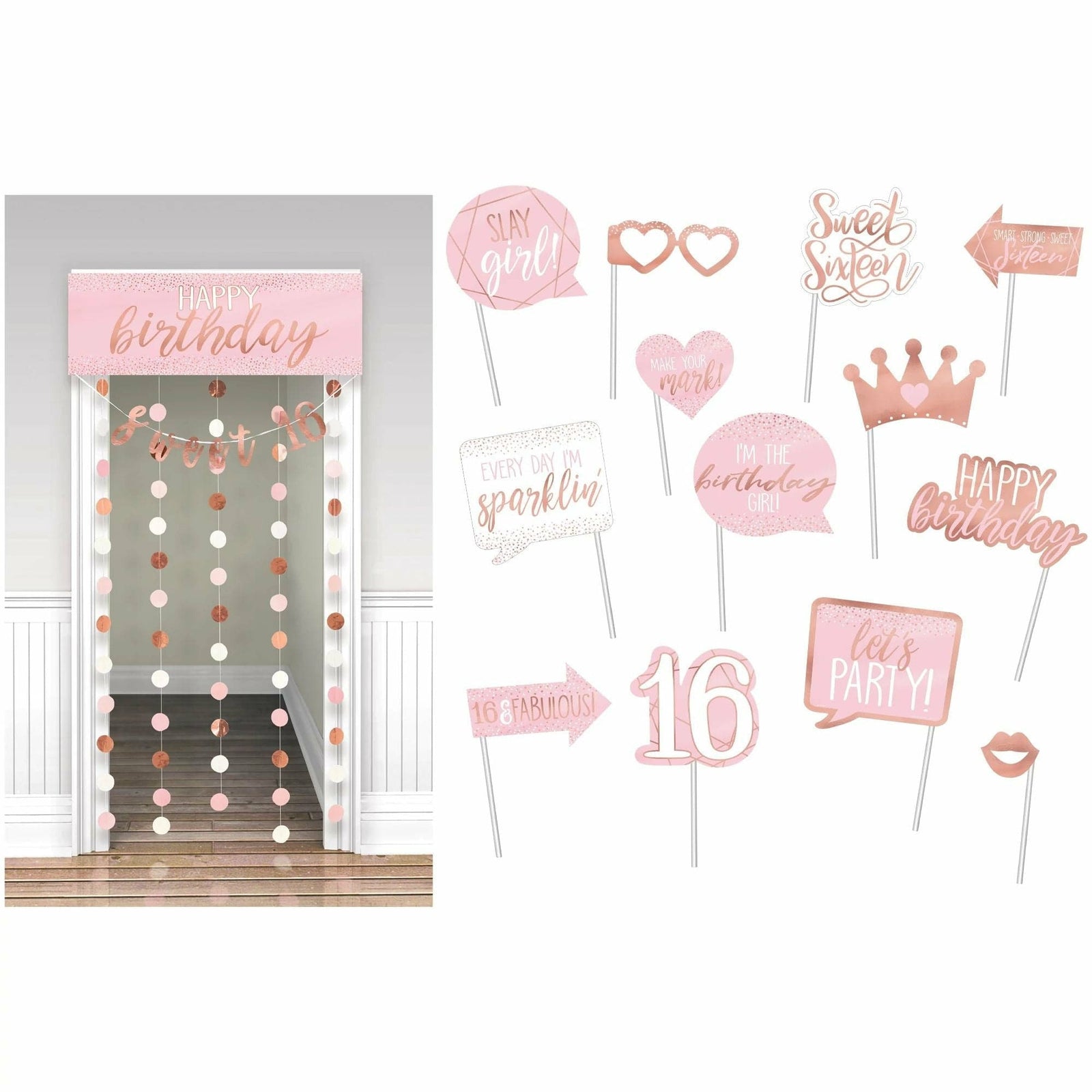 Amscan BIRTHDAY SWEET 16 PINK PHOTO BOOTH KIT