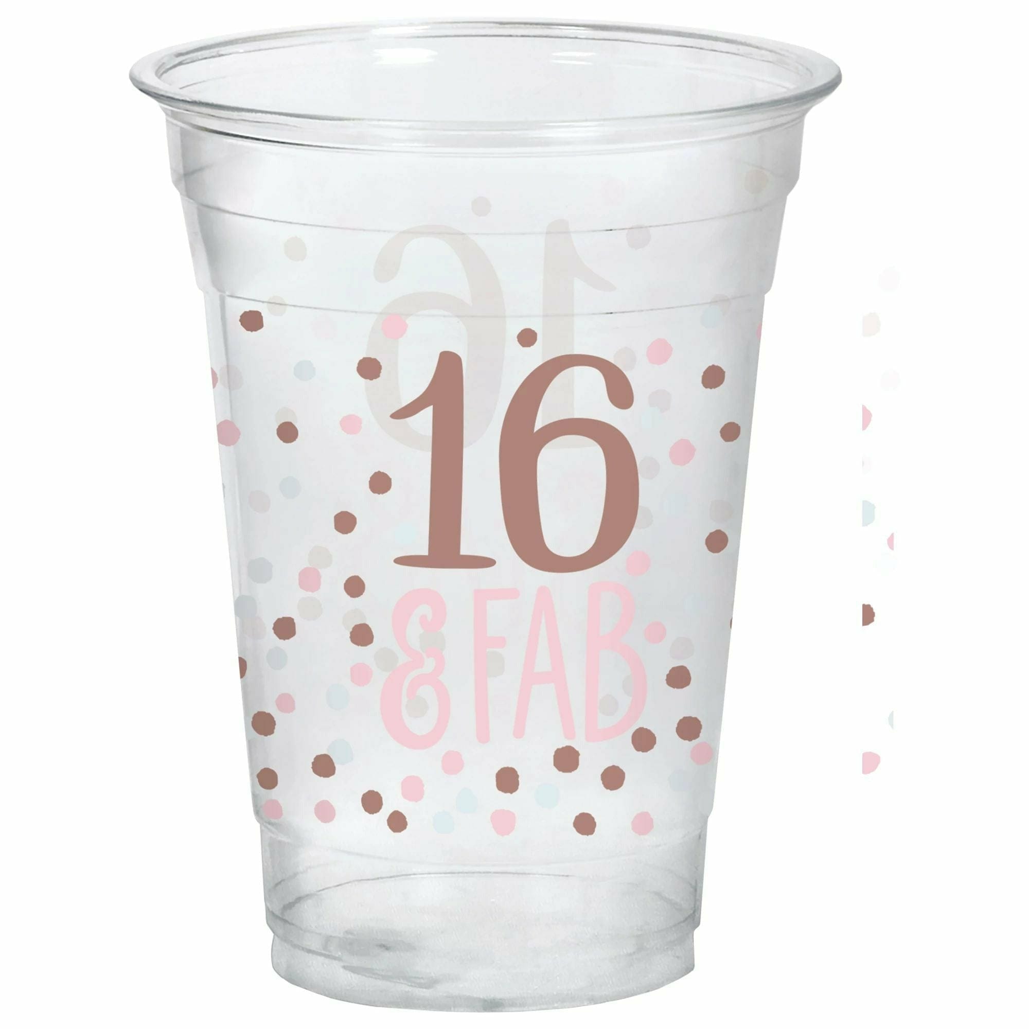 Pink & Rose Gold 16 Fab Plastic Cups, 16oz, 20ct - Sweet Sixteen