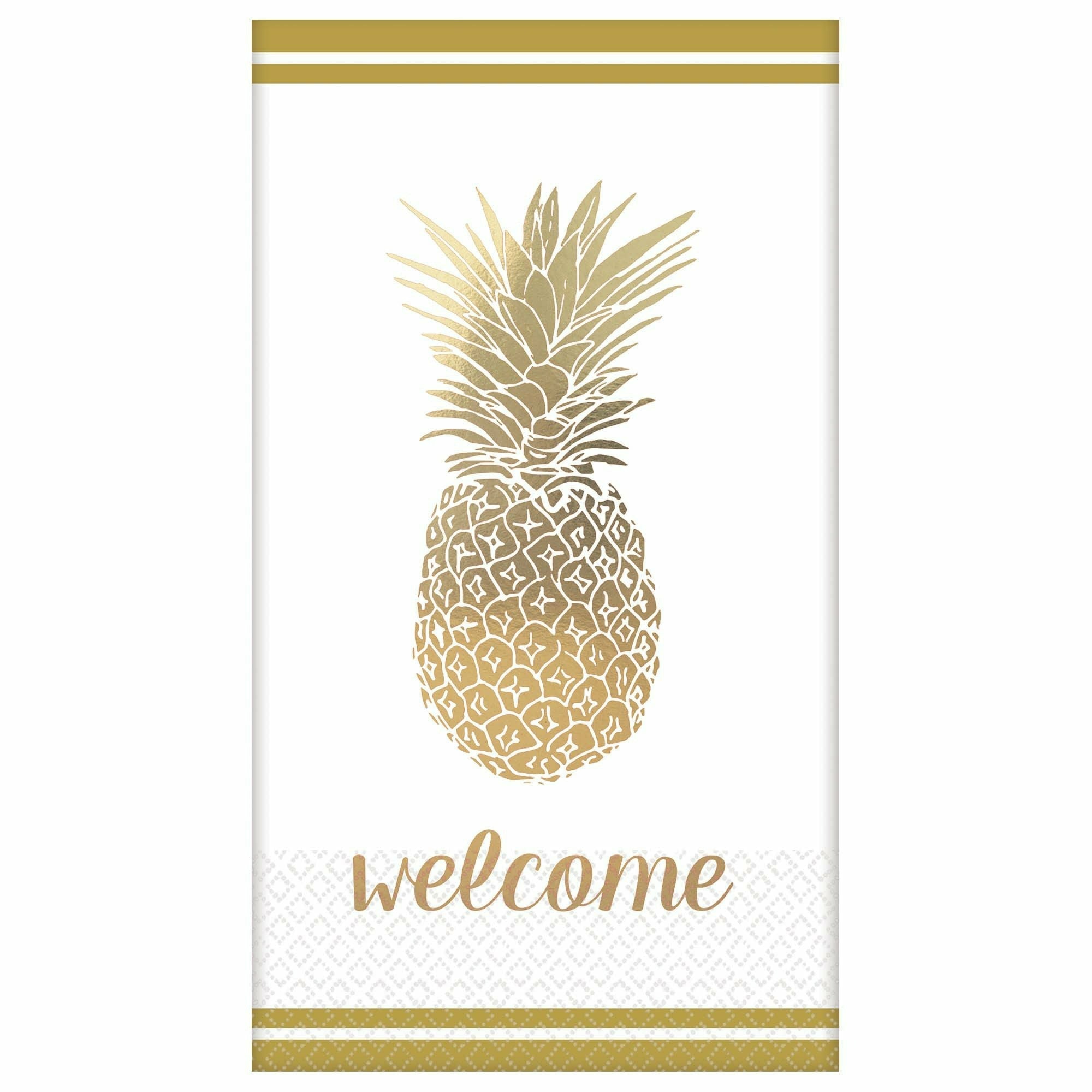 Amscan BOUTIQUE NAPKINS Golden Pineapple Premium Guest Towels - Hot Stamped