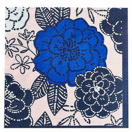 Amscan BOUTIQUE NAPKINS Royal Blue Floral Lunch Napkins 16ct
