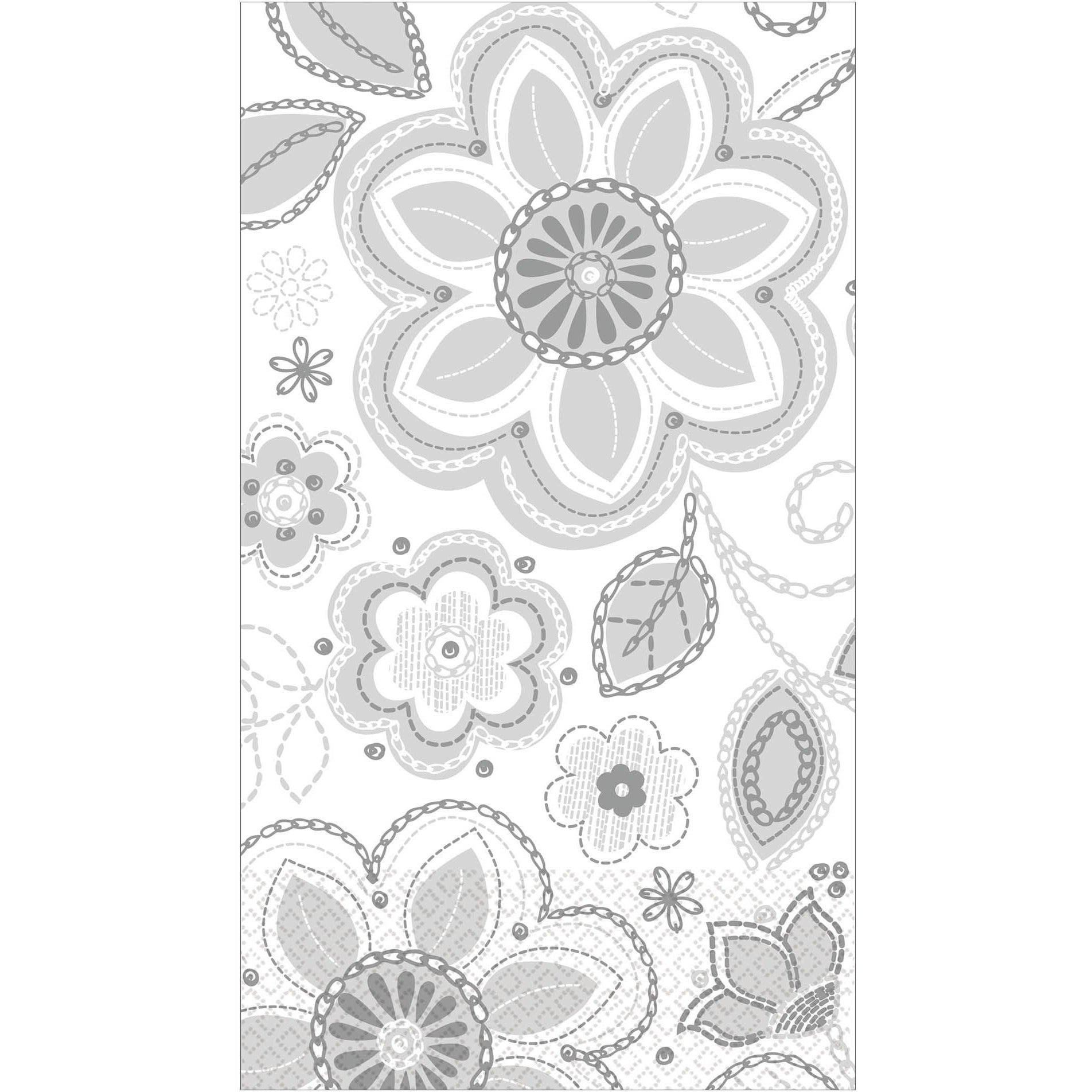 Amscan BOUTIQUE NAPKINS Silver Flower Embroidery Guest Towels 16ct