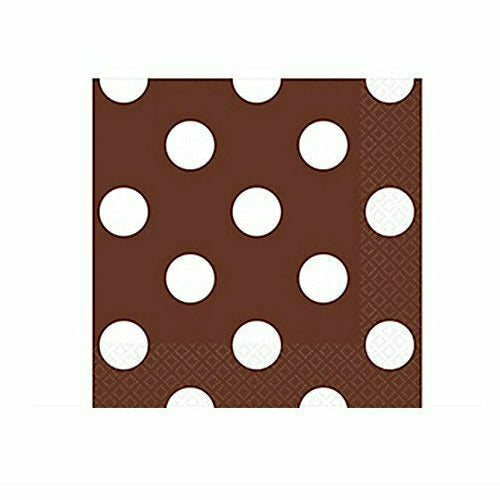 Amscan Brown Polka Dots Beverage Napkins 16ct