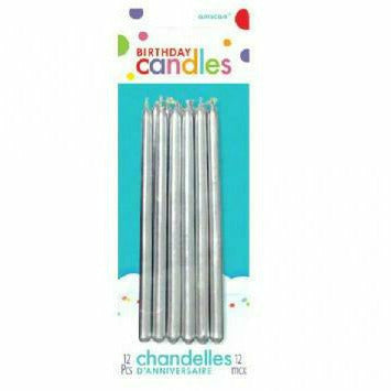 AMSCAN CANDLES 5" MINI TAPERS - SILVER