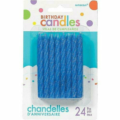 Amscan CANDLES Glitter Blue Spiral Birthday Candles 24ct