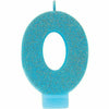 Amscan CANDLES Glitter Caribbean Blue Number 0 Birthday Candle