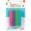 Amscan CANDLES Glitter Multicolor Bright Spiral Birthday Candles 24ct