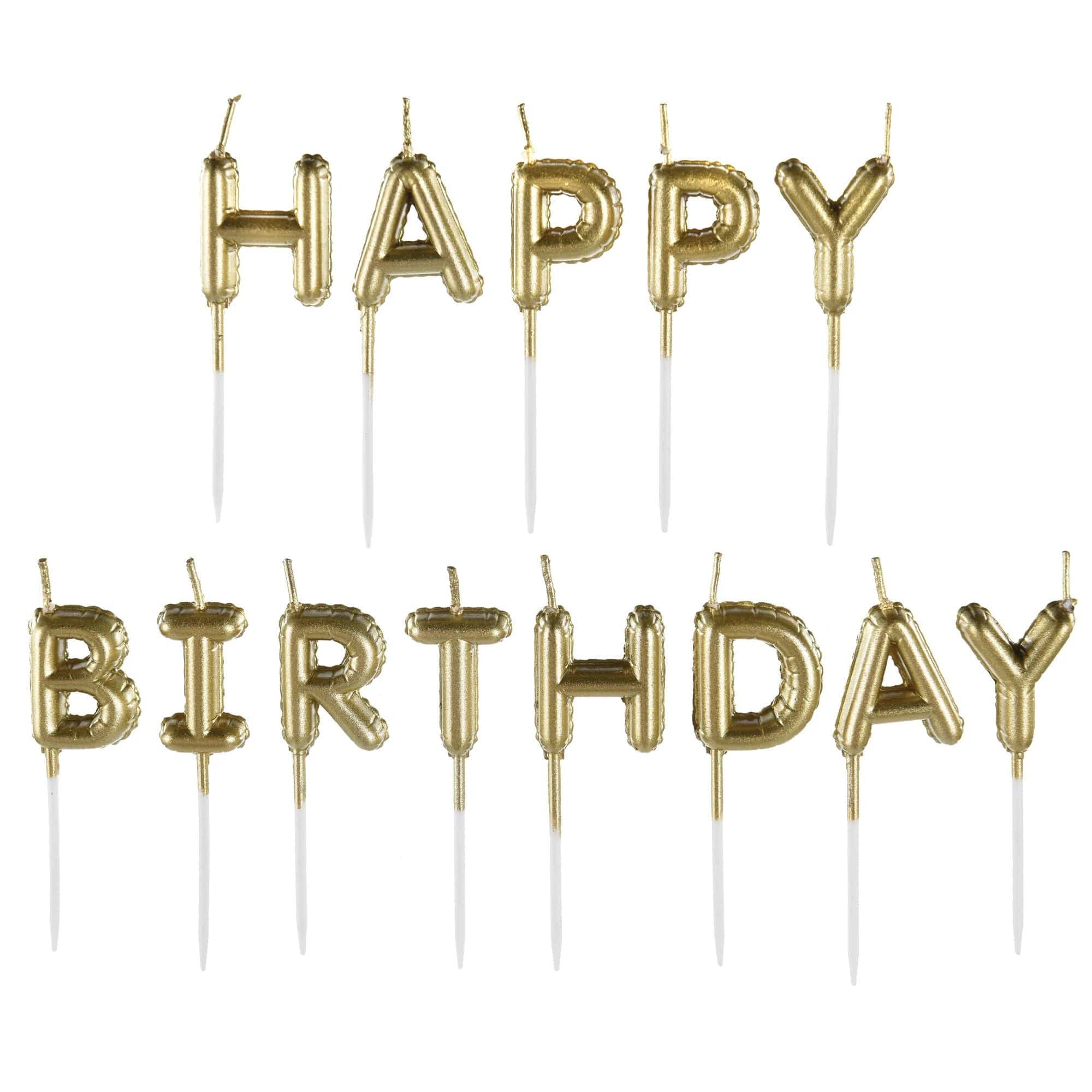 Amscan CANDLES Happy Birthday Balloon Pick Candles- Gold