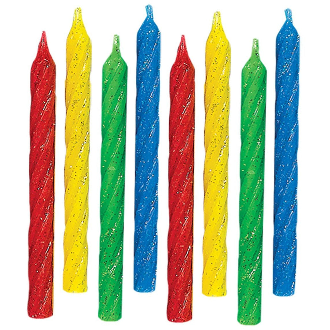 Amscan CANDLES Large Glitter Spiral Candles - Primary
