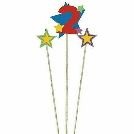 Amscan CANDLES Number 2 Star Birthday Toothpick Candle Set 3pc