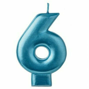 Amscan CANDLES Numeral Candle #6 - Blue