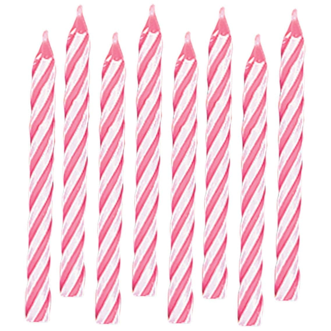 Amscan CANDLES Pink Candy Stripe Spiral Candles