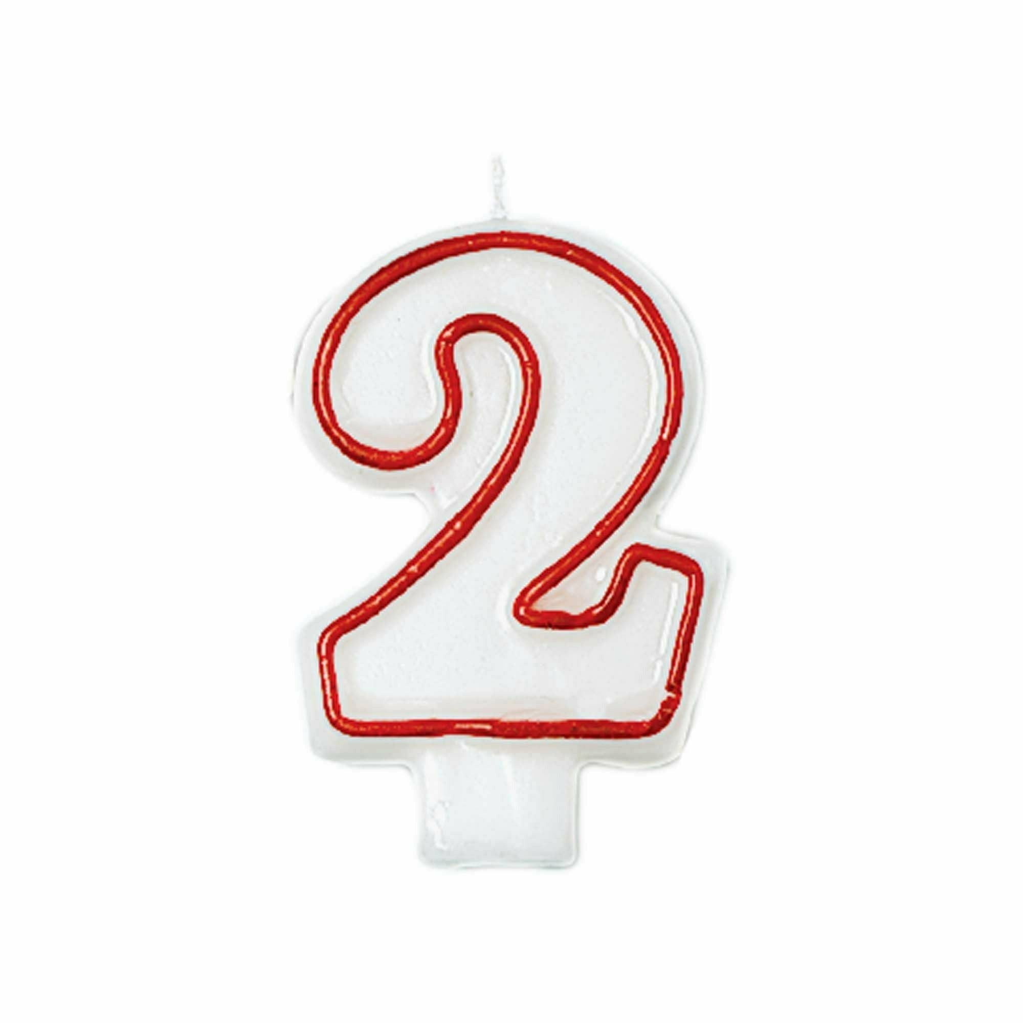 Red/White Flat Molded #2 Candle - Ultimate Party Super Stores