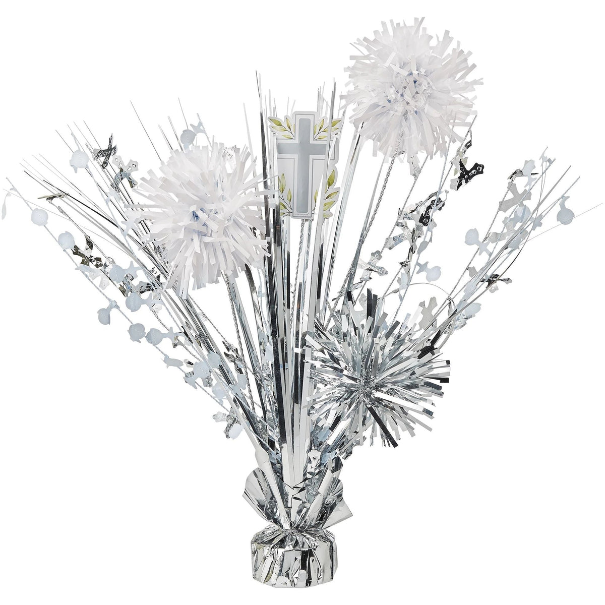 AMSCAN Communion Tinsel Burst Centerpiece - Silver