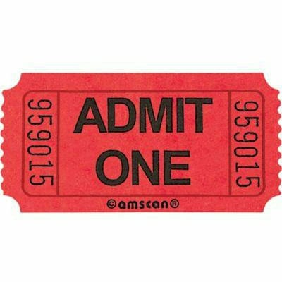Amscan CONCESSIONS Red Admit One - 2000 Tickets