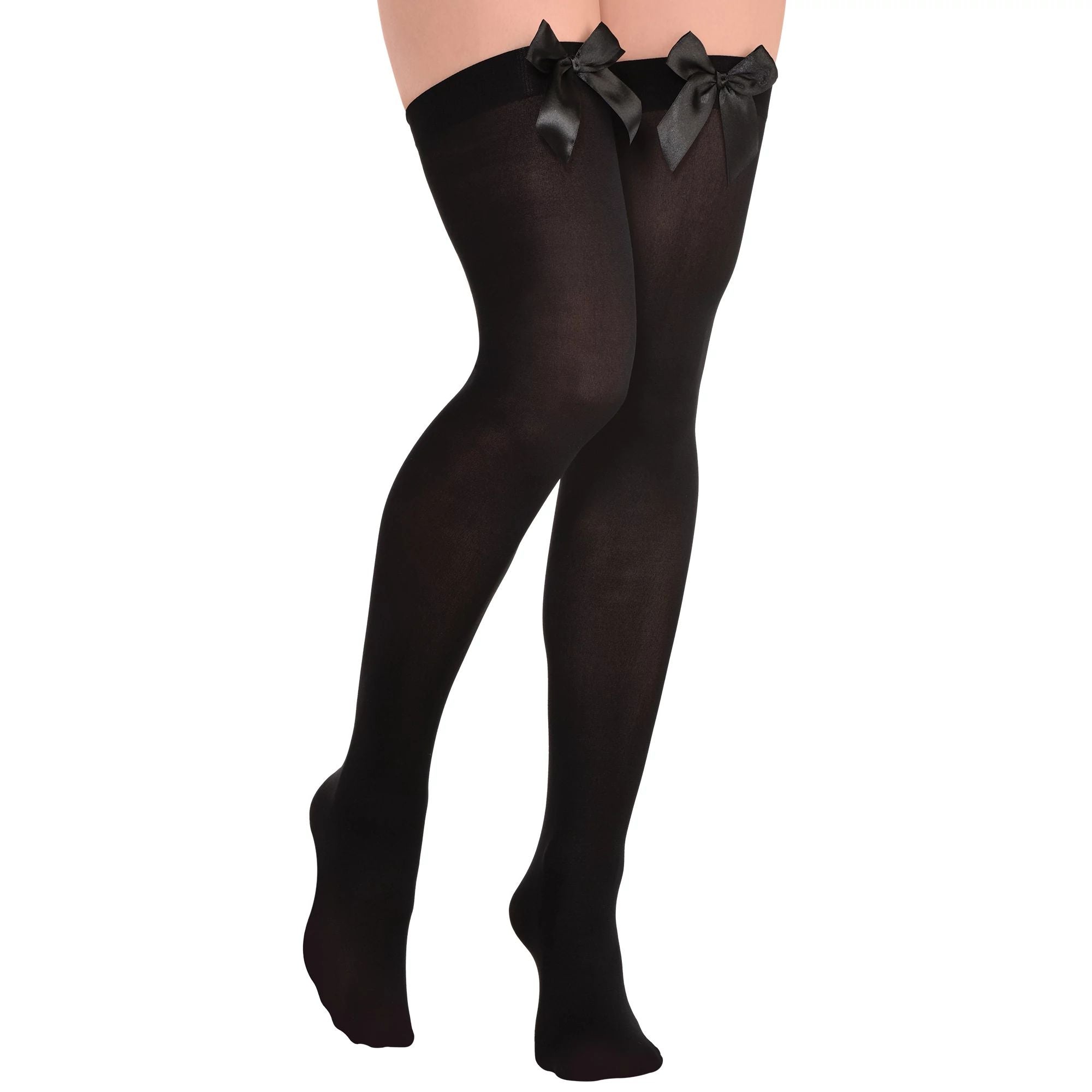 Amscan COSTUMES: ACCESSORIES Adult Black Thigh Highs With Black Satin Bow