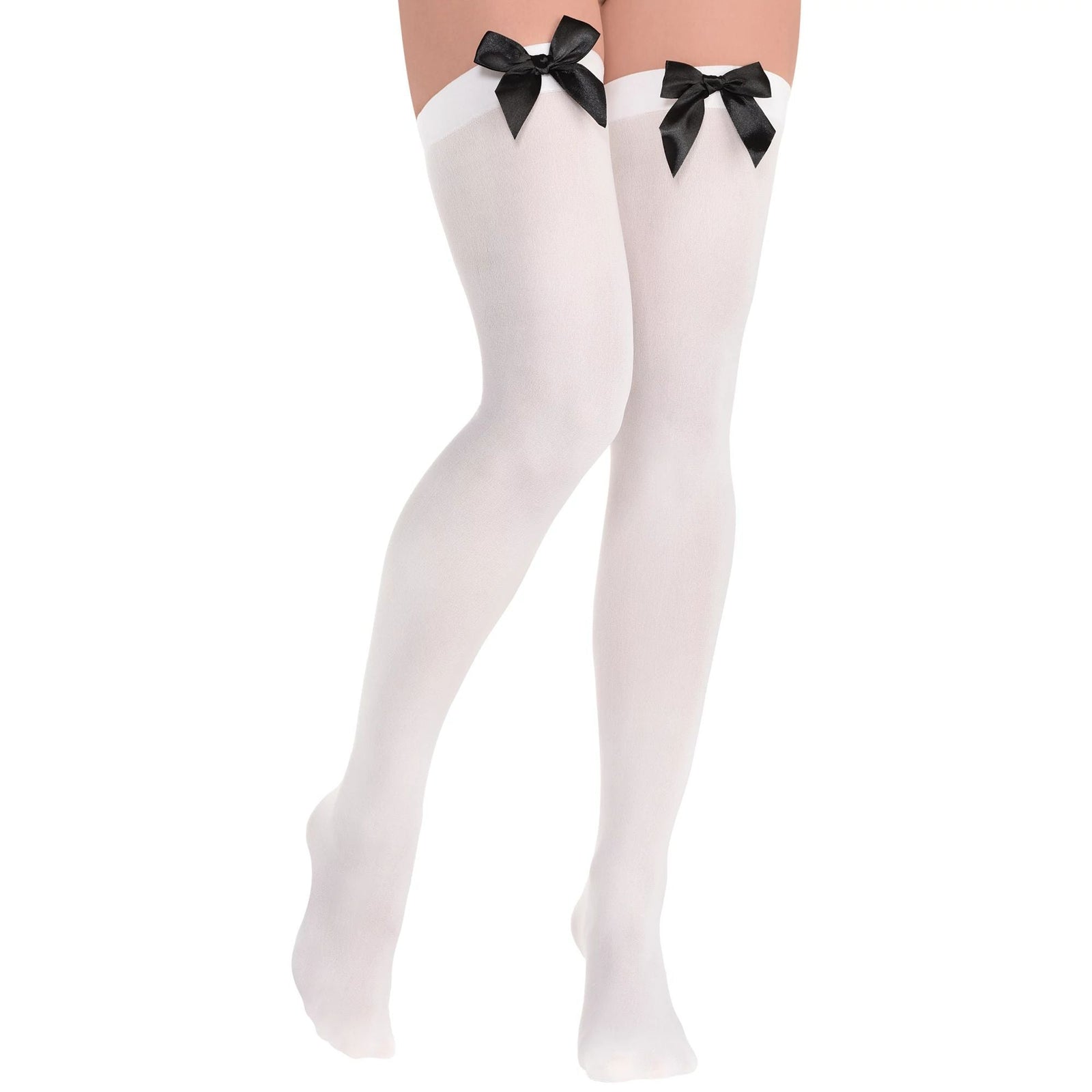 Amscan COSTUMES: ACCESSORIES Adult White Thigh Highs With Black Satin Bow