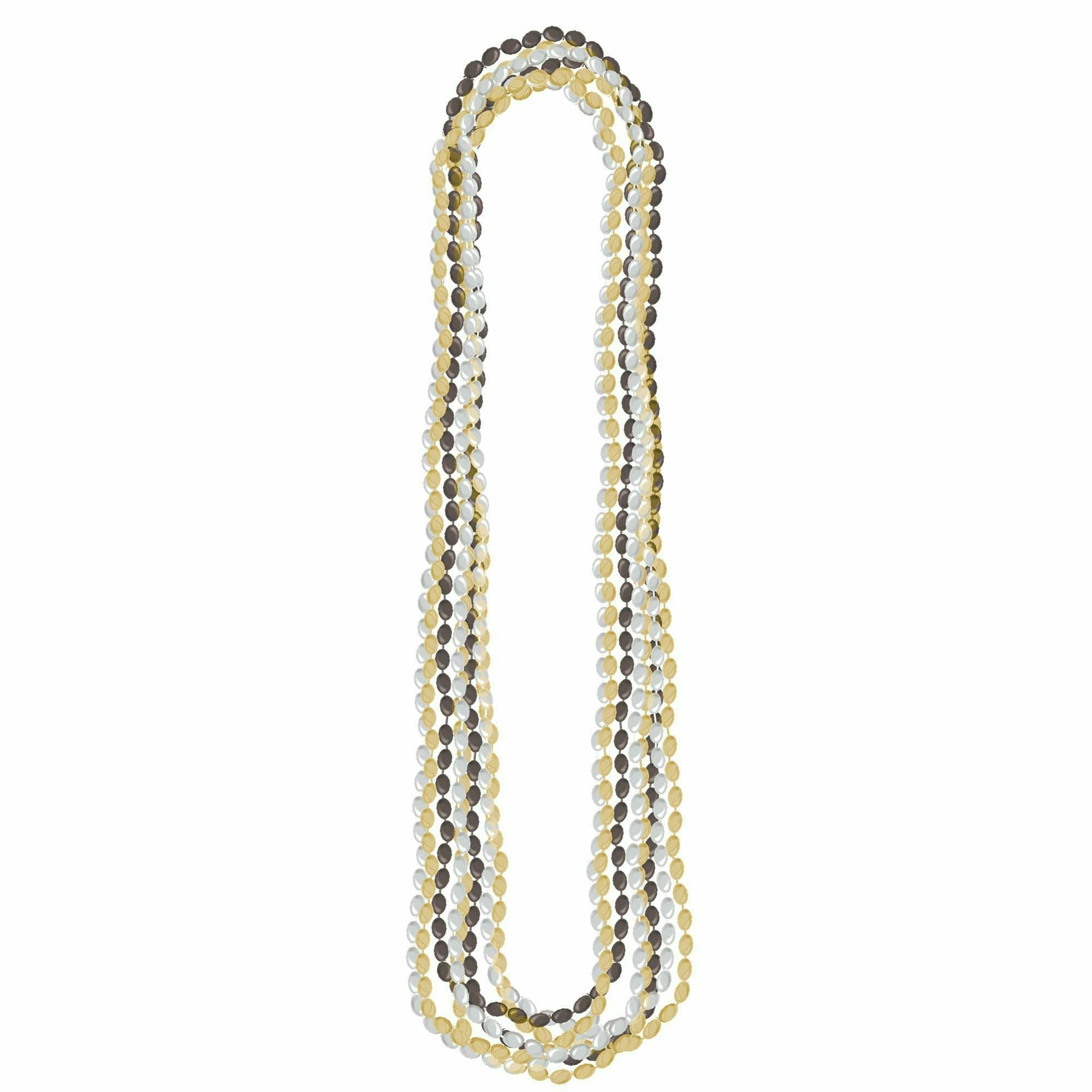 Amscan COSTUMES: ACCESSORIES Metallic Bead Necklaces-Black, Silver & Gold