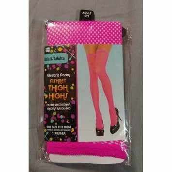 Neon Pink Fishnet Tights  Hot Pink Coloured Party Supplies