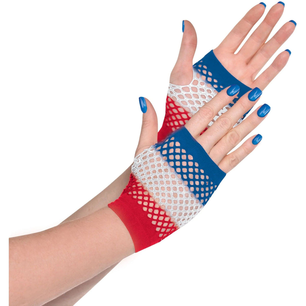 Amscan COSTUMES: ACCESSORIES Red, White And Blue Fishnet Fingerless Gloves