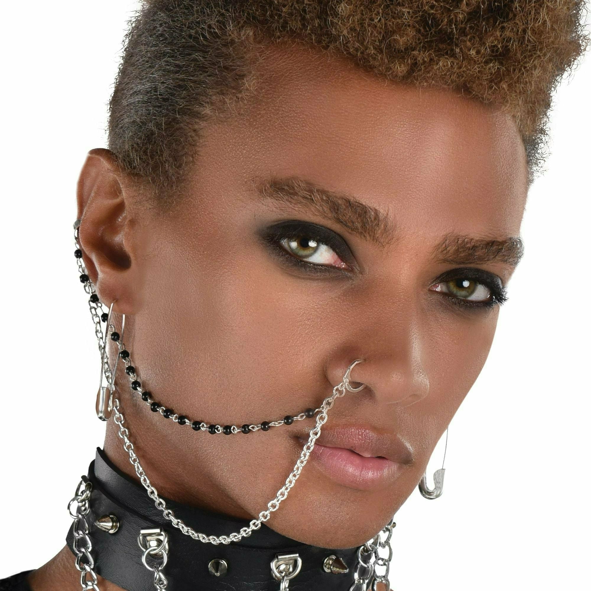 Amscan COSTUMES: ACCESSORIES Safety Pin Earrings And Nose Chain Kit