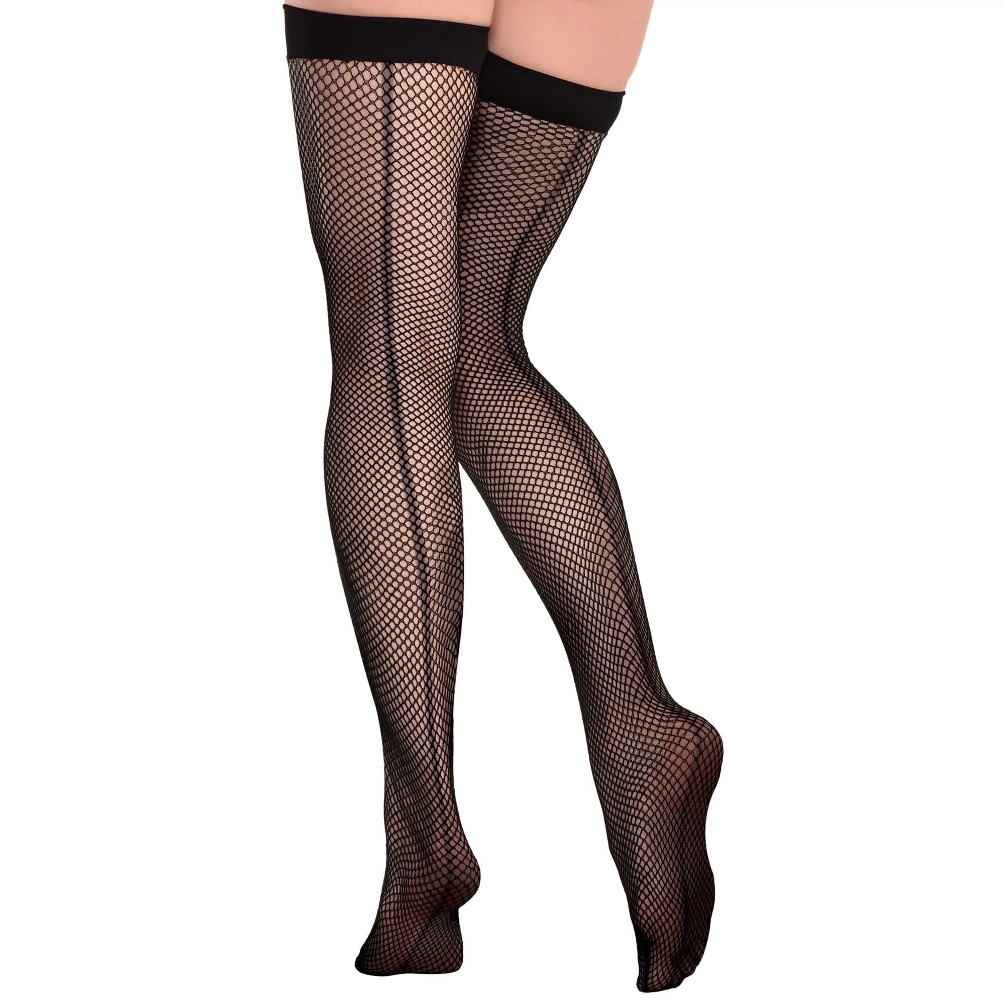 Fishnet with Back Seam Thigh Highs