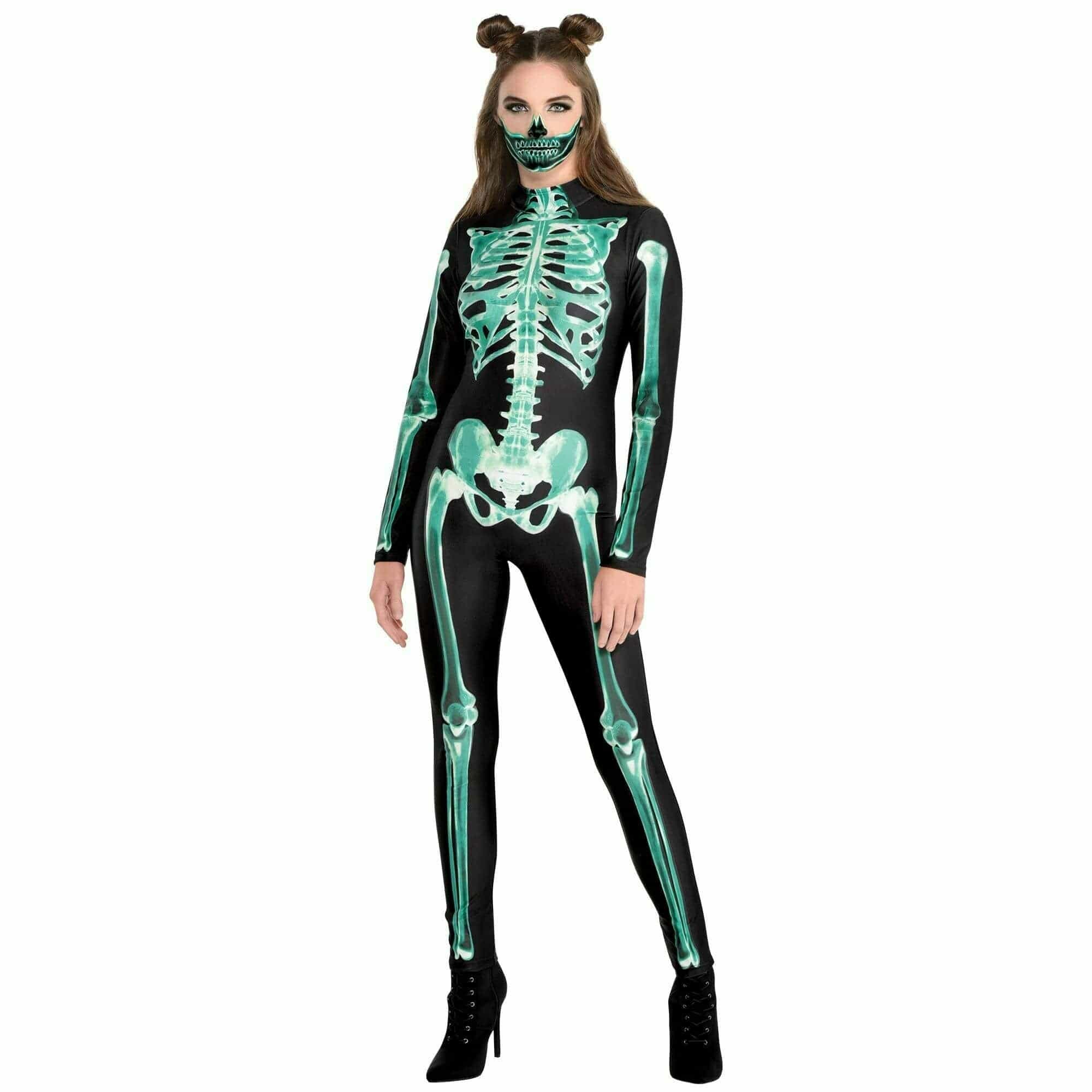 Amscan COSTUMES Large/ X-Large up to size 16 Skeleton Glow Catsuit Costume