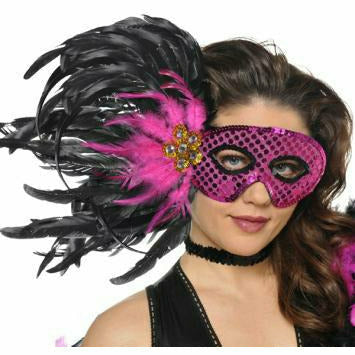 Amscan COSTUMES: MASKS BLACK PINK FEATHER MASK