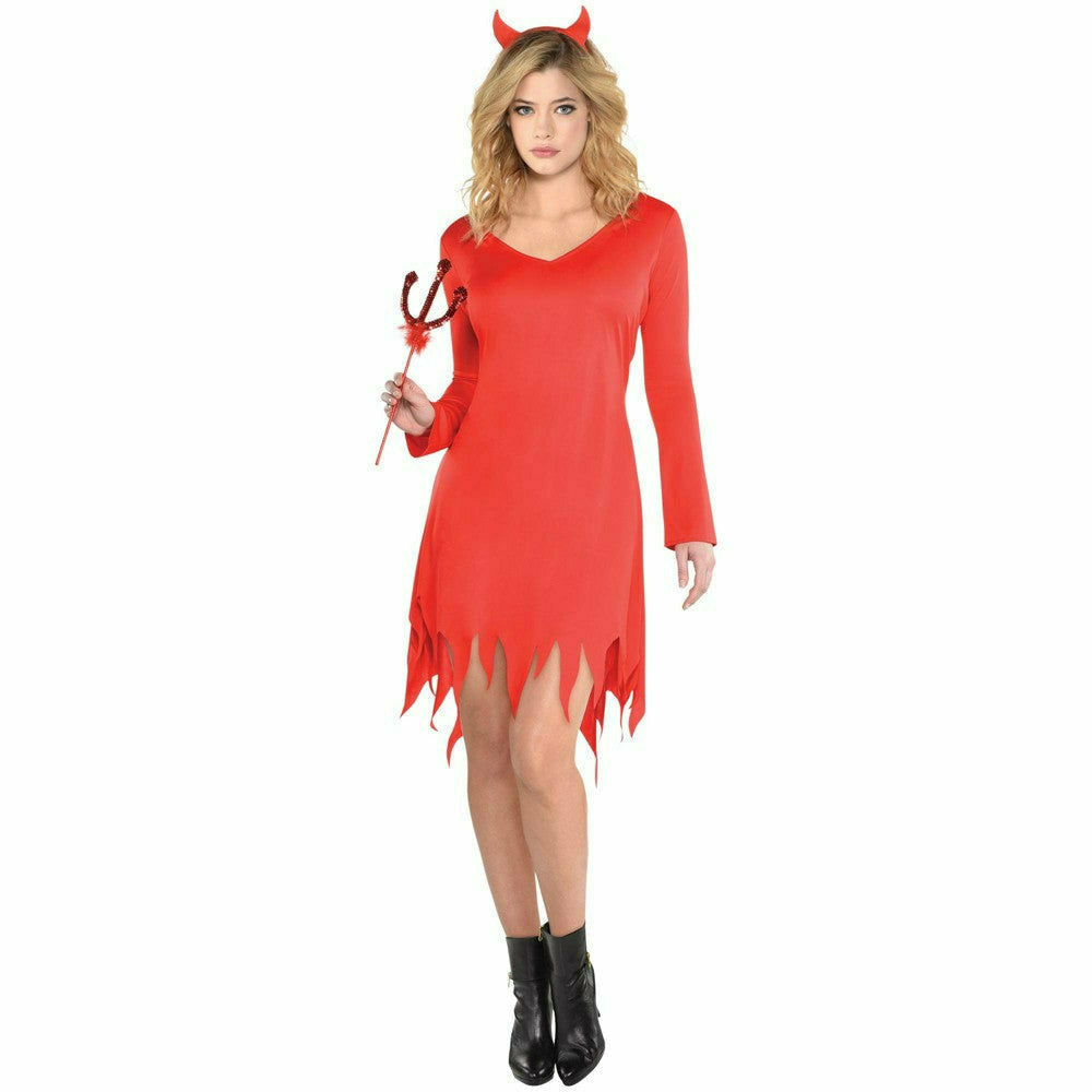 red dress devil costume Halloween Adult Burnin' Up Devil Halloween Costume S/M AMSCAN