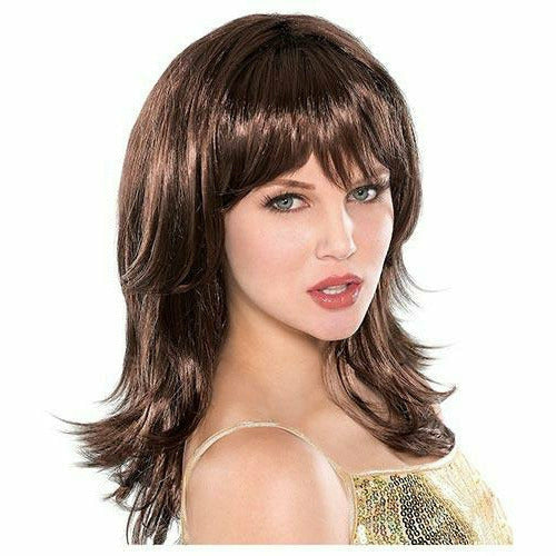 Flirty Feathered Brown Wig Ultimate Party Super Stores