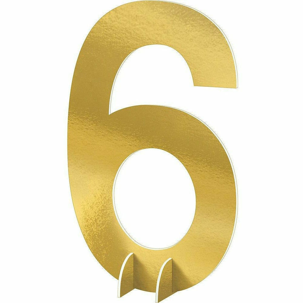 Amscan DECORATIONS Giant Metallic Gold Number 6 Sign