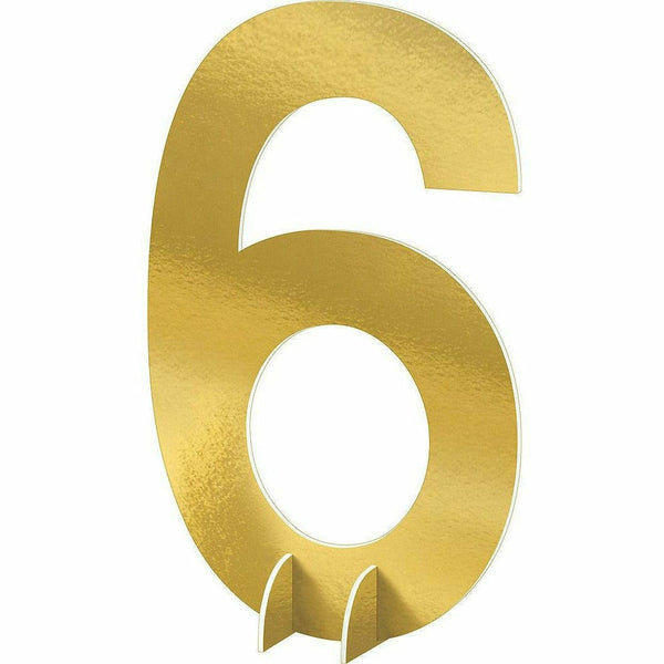 Giant Metallic Gold Number 6 Sign