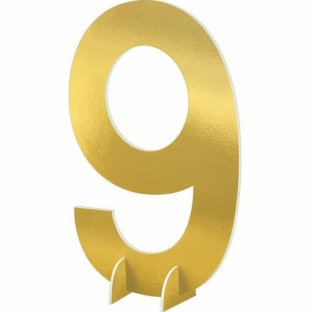 Amscan DECORATIONS Giant Metallic Gold Number 9 Sign