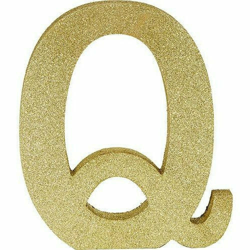 Amscan DECORATIONS Glitter Gold Letter Q Sign