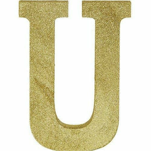 Amscan DECORATIONS Glitter Gold Letter U Sign