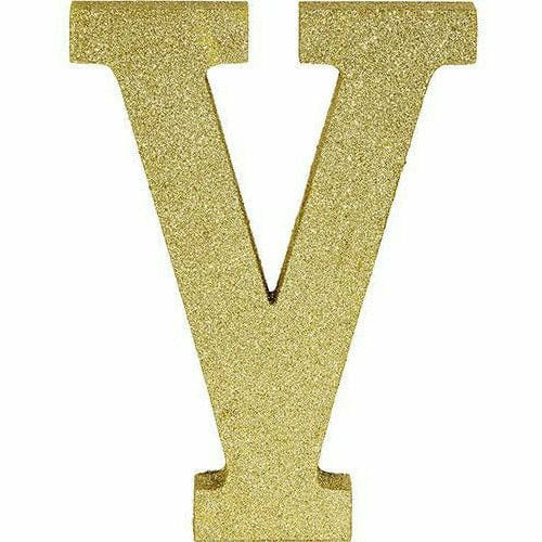 Amscan DECORATIONS Glitter Gold Letter V Sign