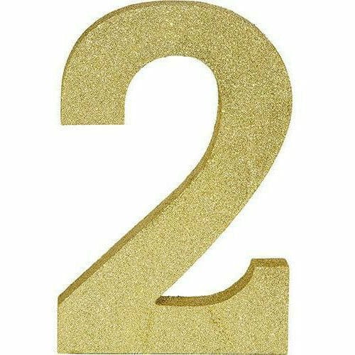 Amscan DECORATIONS Glitter Gold Number 2 Sign