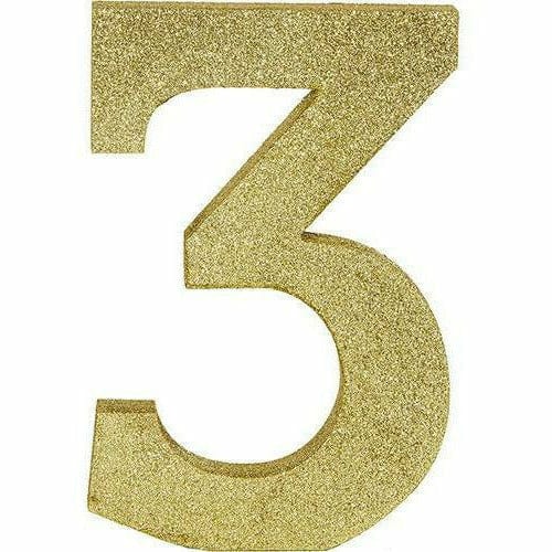 Amscan DECORATIONS Glitter Gold Number 3 Sign