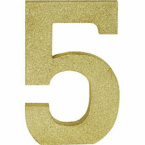 Amscan DECORATIONS Glitter Gold Number 5 Sign