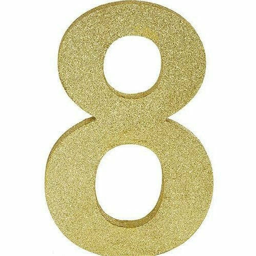Amscan DECORATIONS Glitter Gold Number 8 Sign