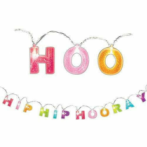 Amscan DECORATIONS Glitter Sign of the Times Hip Hip Hooray String Lights