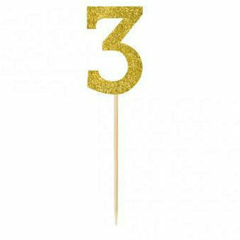 Amscan DECORATIONS Gold #3 pick 7.5"