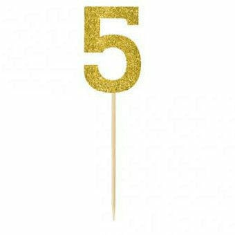 Amscan DECORATIONS Gold #5 pick 7.5&quot;