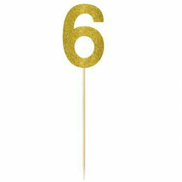 Amscan DECORATIONS Gold #6 pick 14.5&quot;