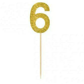 Amscan DECORATIONS Gold #6 pick 7.5&quot;