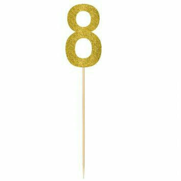 Amscan DECORATIONS Gold #8 pick 14.5&quot;