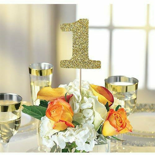 Amscan DECORATIONS Gold Table Number Centerpiece Sticks 1-12