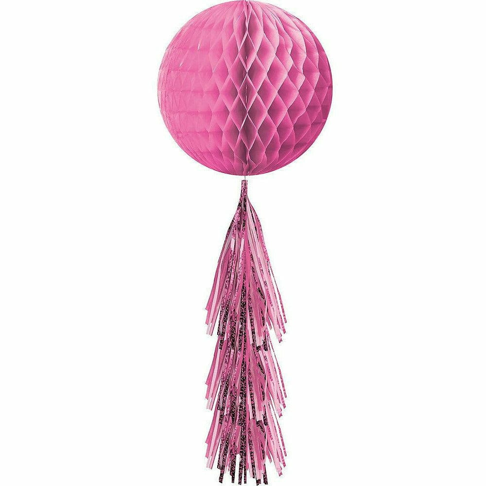 Amscan DECORATIONS HC BALL W/ TAIL BRIGHT PINK